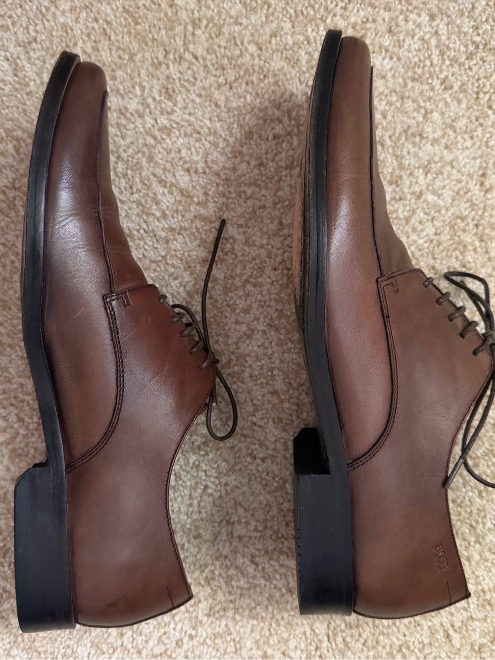 HUGO BOSS Vero Cuoio Leather Oxford Shoes Mens Size 9 Brown Cloude Dress Shoes - Picture 3 of 8